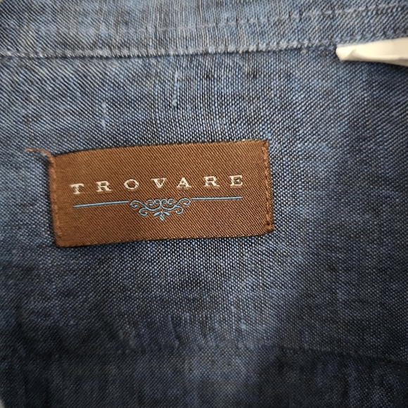 Trovare Slate Blue 100% Linen Dress Shirt Size XL - Picture 2 of 5